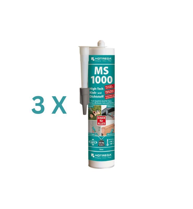HOTREGA 3 x MS 1000 High-Tech Kleb- und Dichtstoff 290 ml (grau) (Vorteil-Set)