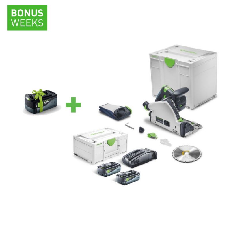 FESTOOL Akku-Tauchsäge TSC 55 KSEB-Basic + Energie-Set SYS 18V 2x8,0/SCA16 - 577988_B