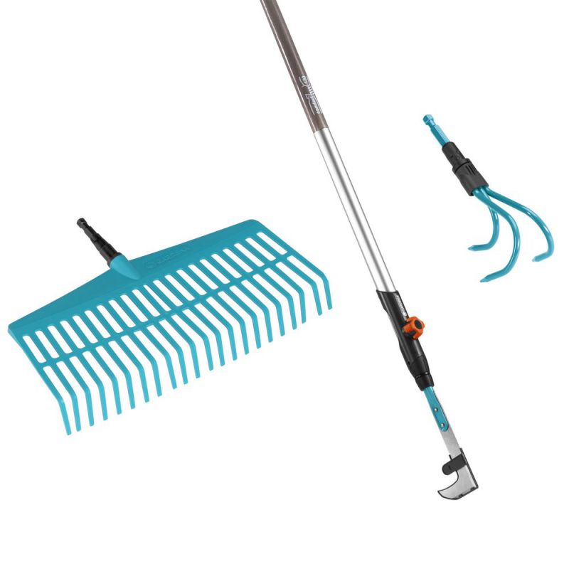 GARDENA 03087-20 Offre complète combisystem (balai râteau + cultivateur - grattoir + manche)