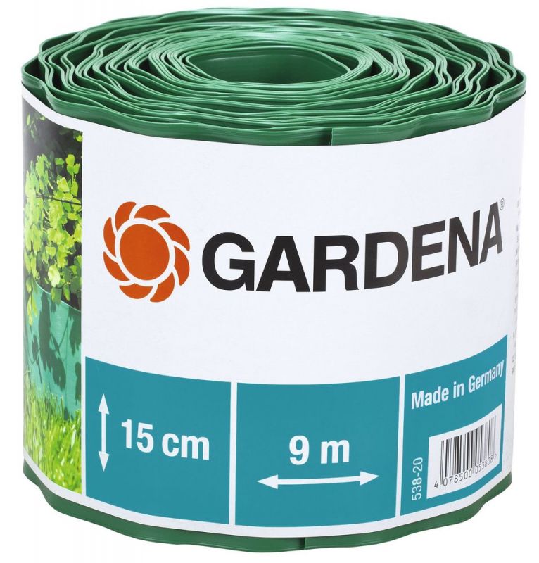 GARDENA 00538-20 Bordure de Pelouse Vert Rouleau 15 cm de haut, 9 m de long