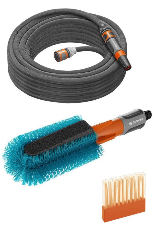 GARDENA Kit brosse de lavage pour vélo Cleansystem avec tuyau Liano et batônnets de shampoing cire