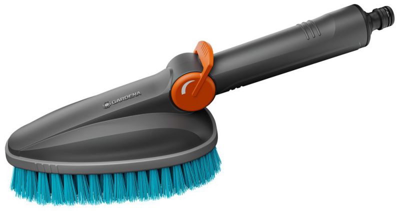 GARDENA Brosse de lavage à main M dure réglable Cleansystem, raccordable à l'eau, pour petites surfaces