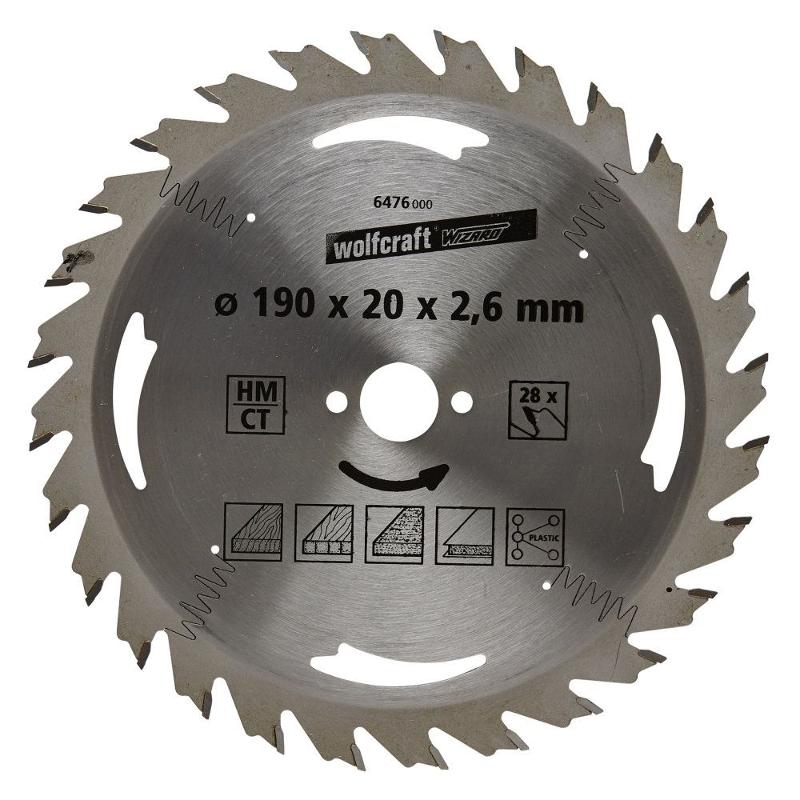 wolfcraft 1 Kreissägeblatt HM, 28 Zähne ø190mm - 6476000