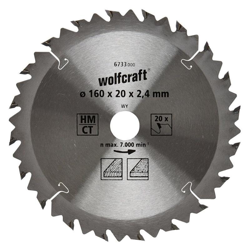 wolfcraft HM-Kreissägeblatt, 20 Z, Ø 160x20x 2,4mm