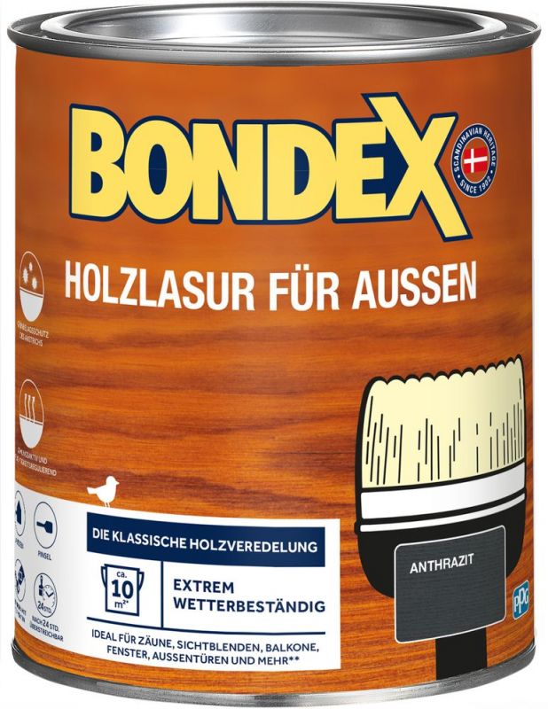 BONDEX HOLZLASUR FÜR AUSSEN ANTHRAZIT (RAL7016) 0,75 L - 466787