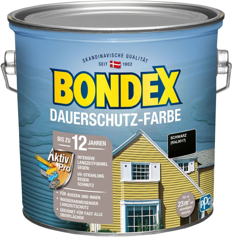 BONDEX Dauerschutz-Farbe Schwarz (RAL9017) 2,50 L - 466799