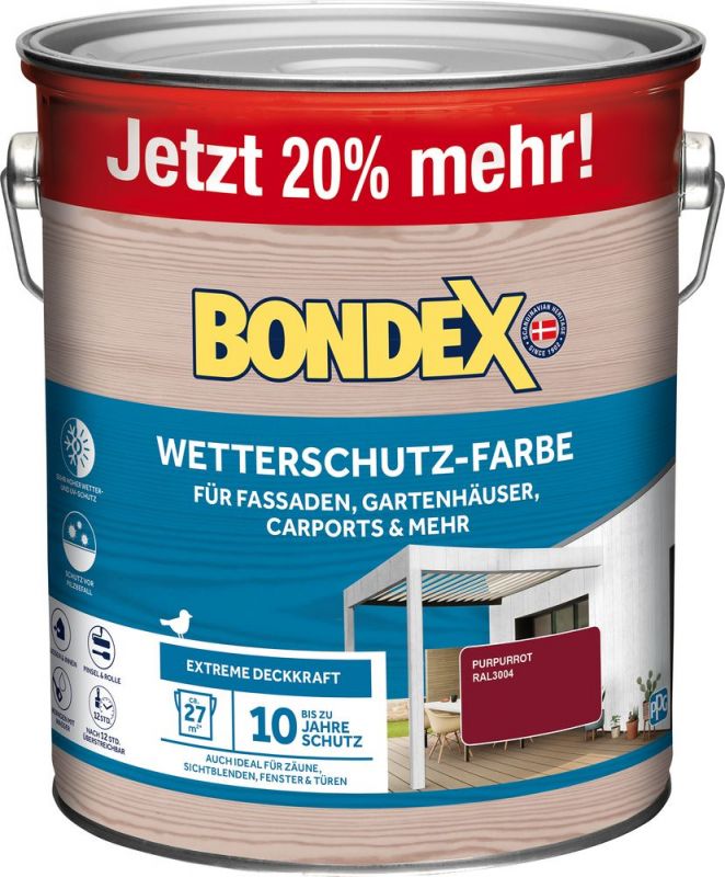 BONDEX WETTERSCHUTZ-FARBE PURPURROT (RAL3004) 3 L - 466801