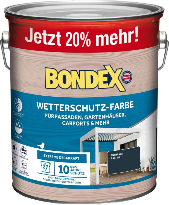 BONDEX WETTERSCHUTZ-FARBE ANTHRAZIT - RAL7016 3 L - 466804