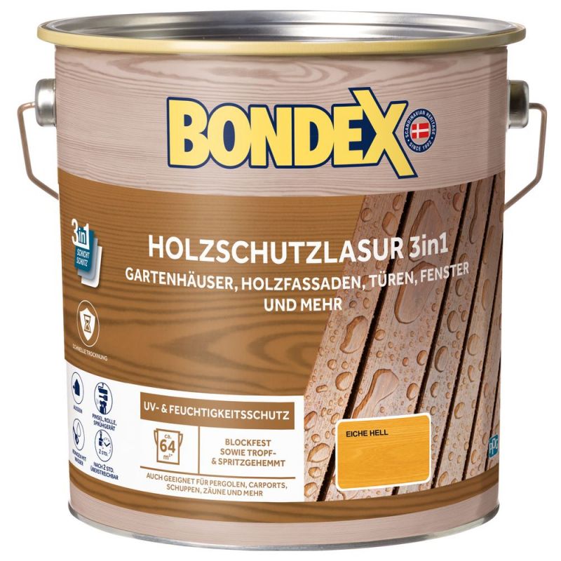 BONDEX Holzschutzlasur 3in1 Eiche Hell 4 L - 475966