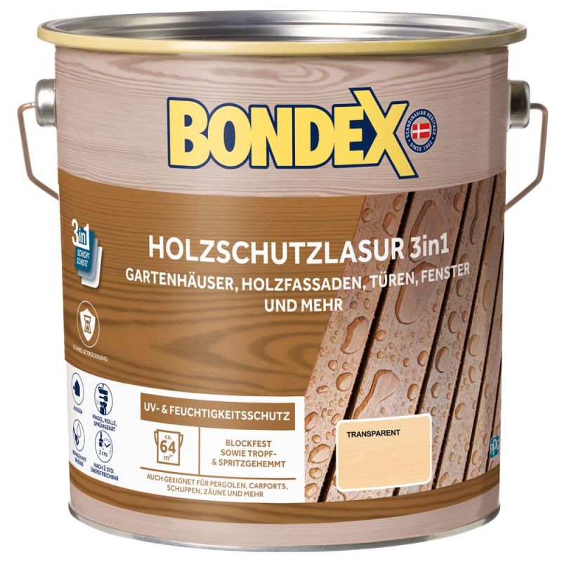 BONDEX Holzschutzlasur 3in1 Farblos 4 L - 475970