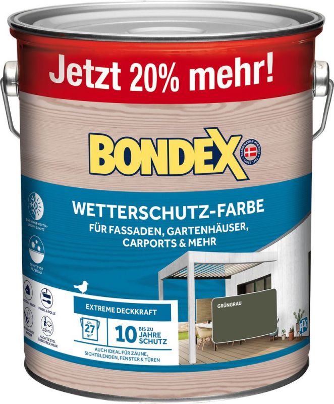 BONDEX Wetterschutz-Farbe Grüngrau 3 L - 478770