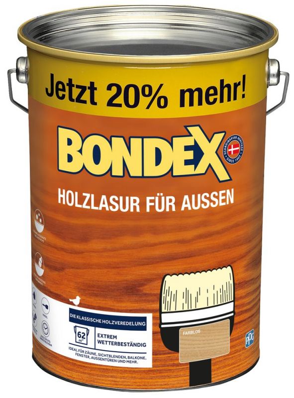 BONDEX Holzlasur für Aussen Farblos 4,8 L - 473434