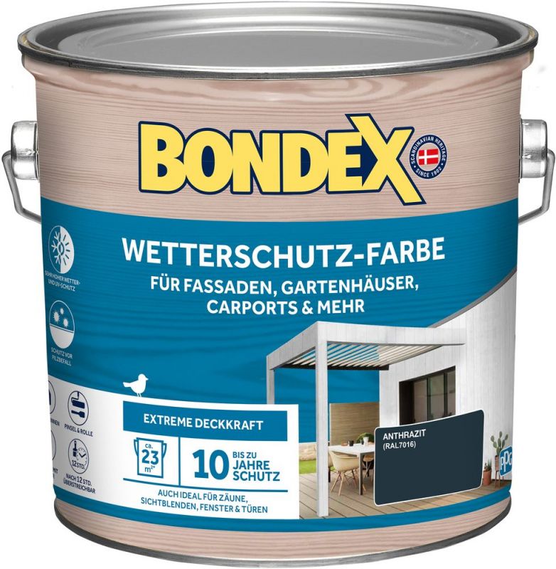 BONDEX WETTERSCHUTZ-FARBE ANTHRAZIT - RAL7016 2,5 L - 466139