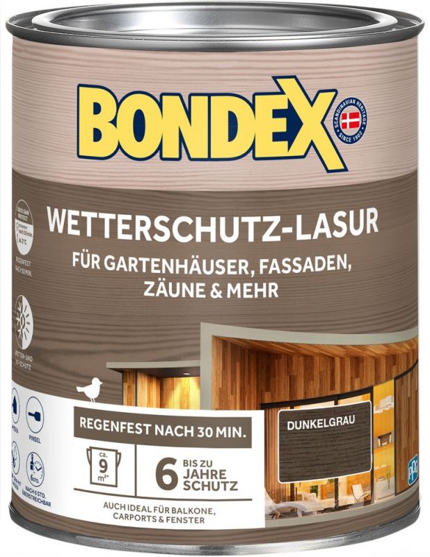 BONDEX WETTERSCHUTZ-LASUR DUNKELGRAU 0,75 L - 466145