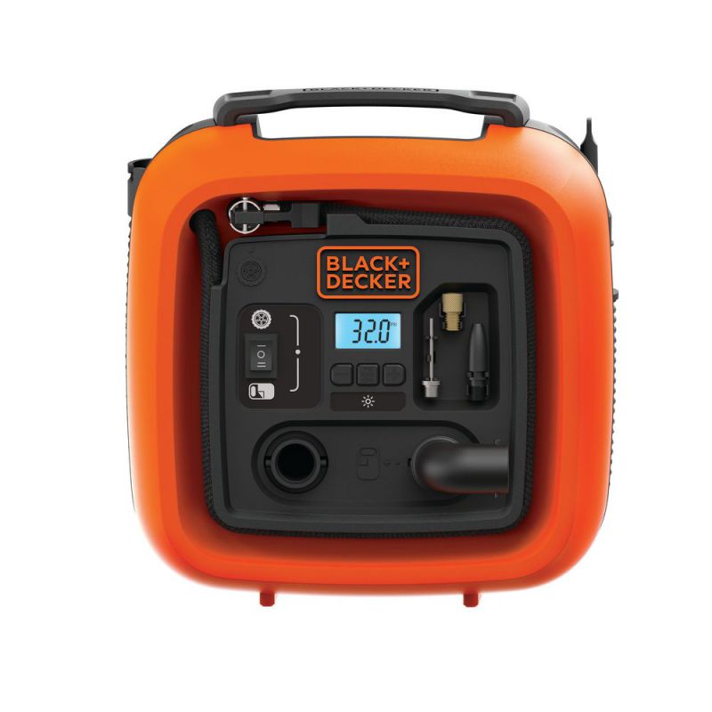 Black + Decker Luftpumpe/Kompressor 11,0 bar, Betrieb über 12V Anschluss (Auto) - ASI400-XJ