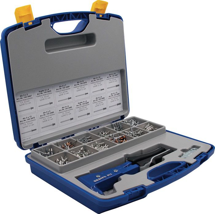 GESIPA Blindnietsortiment (942-teilig / NTX u.Blindniete Alu/Stahl, Kupfer/Stahl) - 1435457