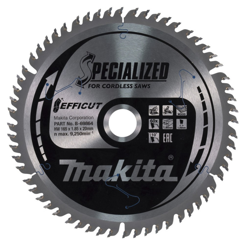 MAKITA EFFICUT Sägeblatt 165x20 mm, 60 Zähne (B-69864)