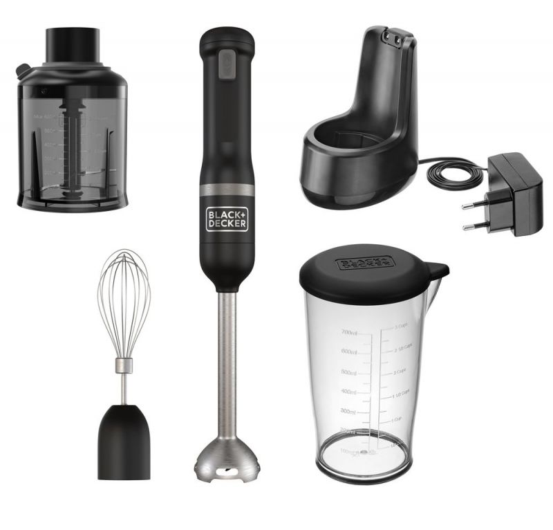 Black + Decker 3er-Set kitchen wand™ 7,2V Akku-Stabmixer inkl. 2-tlg. Zubehör, schwarz - BCKM1013KB-QW