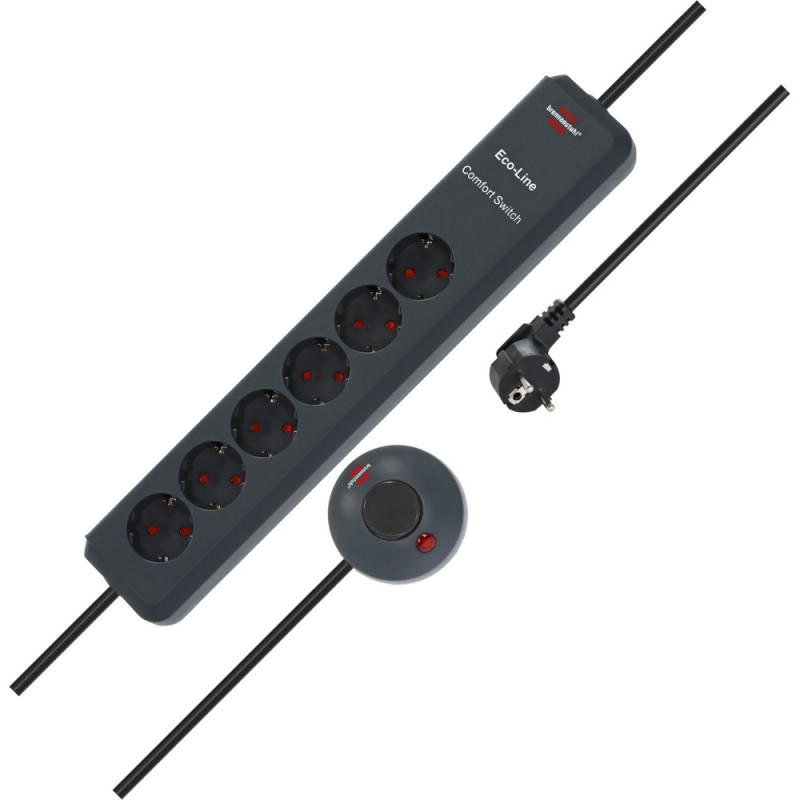 Brennenstuhl Eco-Line Comfort Switch Steckdosenleiste 6-fach ant