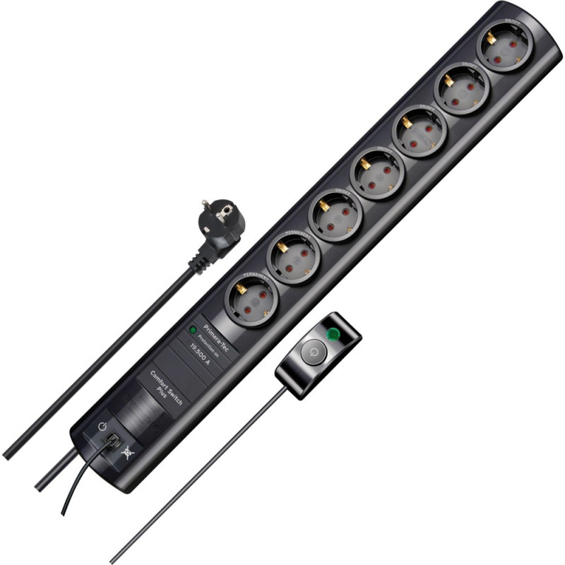 Brennenstuhl Primera-Tec Comfort Switch Plus 19.500A Überspann.schutz-Steckdosenleiste 7-fach schwarz 2m - 1153300467