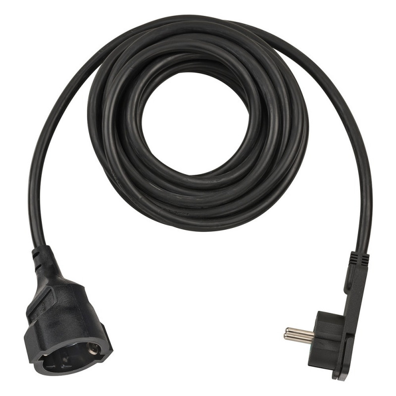 Brennenstuhl Kurzverlängerungsleitung mit Winkel-Flachstecker 5m H05VV-F3G1,5 schwarz - 1168980050