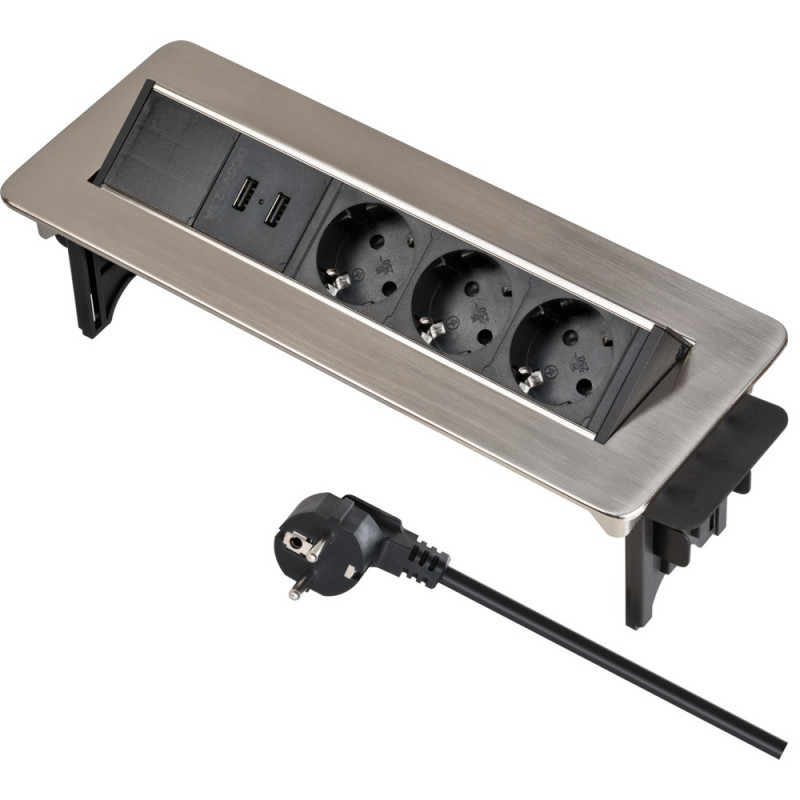 Brennenstuhl Tischsteckdosenleiste Indesk Power 3fach (2m H05VV-F3G1.5, 2xUSB) - 1396200113