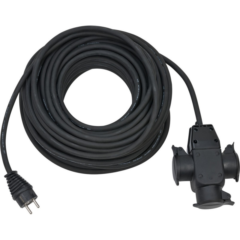 Brennenstuhl Verl.-Kabel 25m H07RN-F3G1,5 schwarz (mit 3-fach Gummikupplung <IP44>) - 1167820301