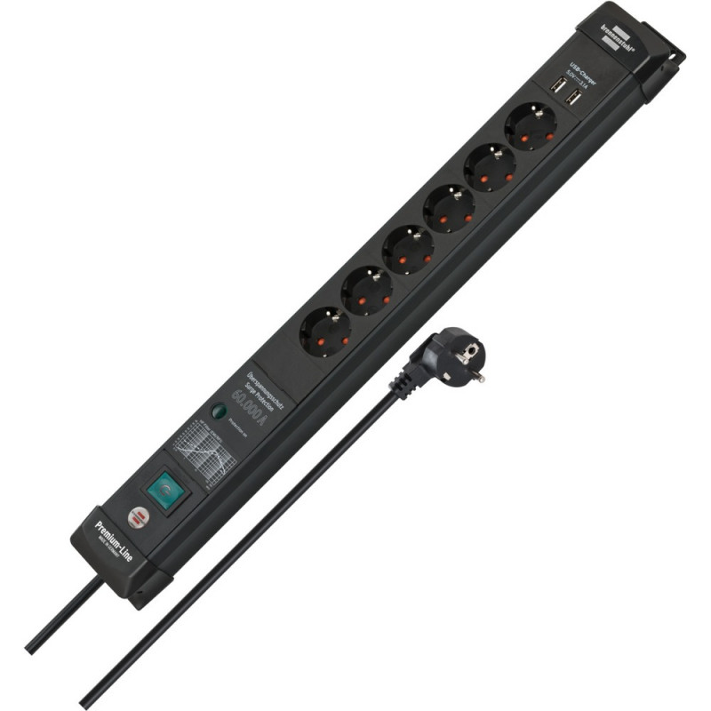 Brennenstuhl Steckdosenleiste Premium 6fach 3m schw. - 1951160606