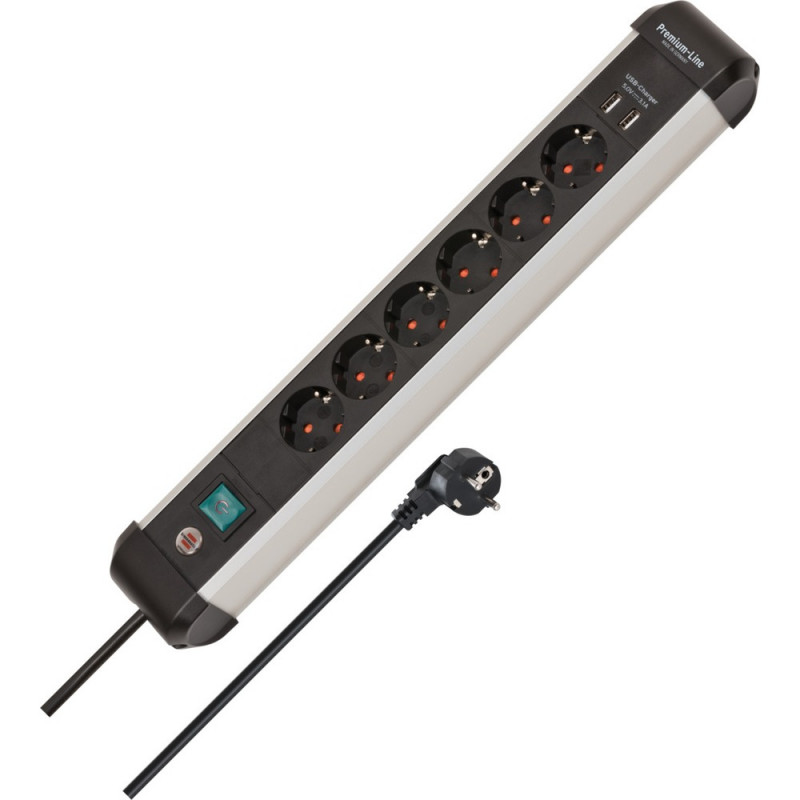 Brennenstuhl Steckdosenleiste Premium-ALU-Line 6fach 3m - 1391030610