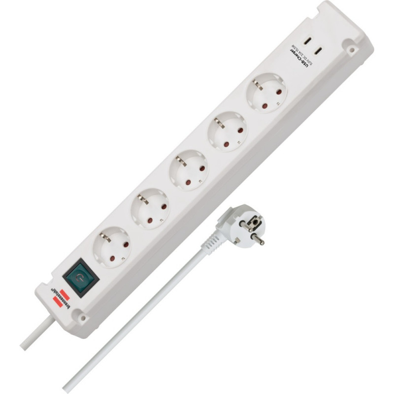 Brennenstuhl Bremounta Steckdosenleiste 5-fach mit 2 USB C-Ladebuchsen - 1150660425