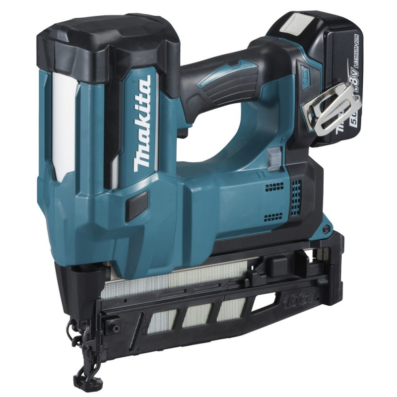 MAKITA Akku-Stauchkopfnagler 64 mm 18,0 V / 5,0 Ah, 2 Akkus + Ladegerät im MAKPAC - DBN600RTJ