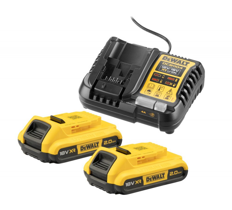 DeWalt Akku-Kit (2x 18V/2Ah plus DCB1104) - DCB1104D2-QW