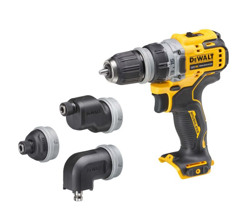 DeWalt Akku-Bohrschrauber 12 Volt mit 4 werkzeuglos wechselbaren Werkzeug-Aufnahmen (Basisversion) - DCD703NT-XJ