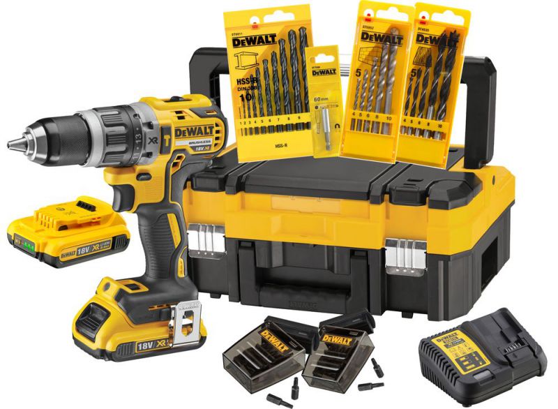 DeWalt Schlagbohrschr.-Set 18V 2,0(BL) mit Zub - DCK796D2T-QW
