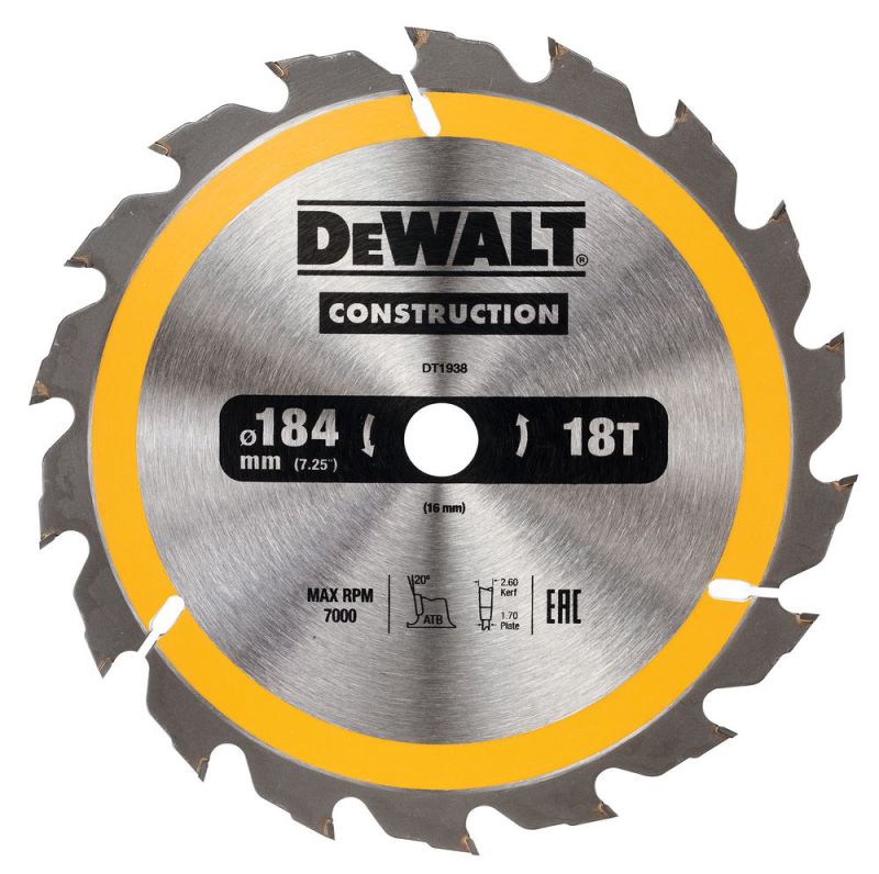 DeWalt Kreissaegeblatt Handkr. 184/16mm 18WZ - DT1938-QZ
