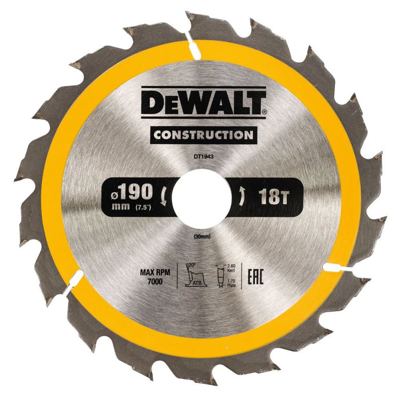 DeWalt Kreissaegeblatt Handkr. 190/30mm 18WZ - DT1943-QZ