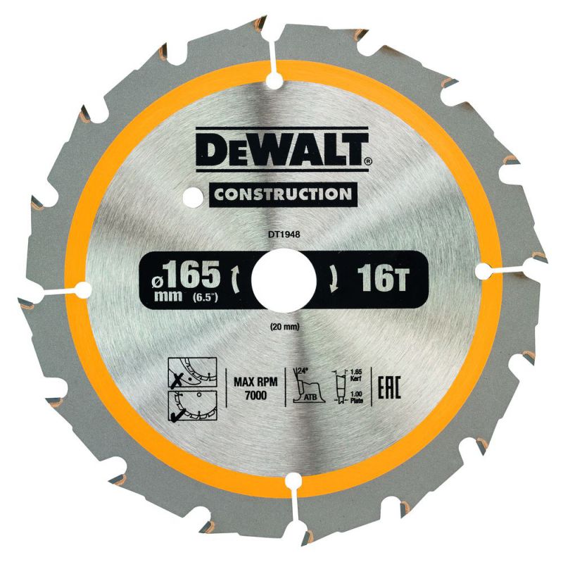 DeWalt Kreissaegeblatt Akku 165/20mm 16WZ - DT1948-QZ