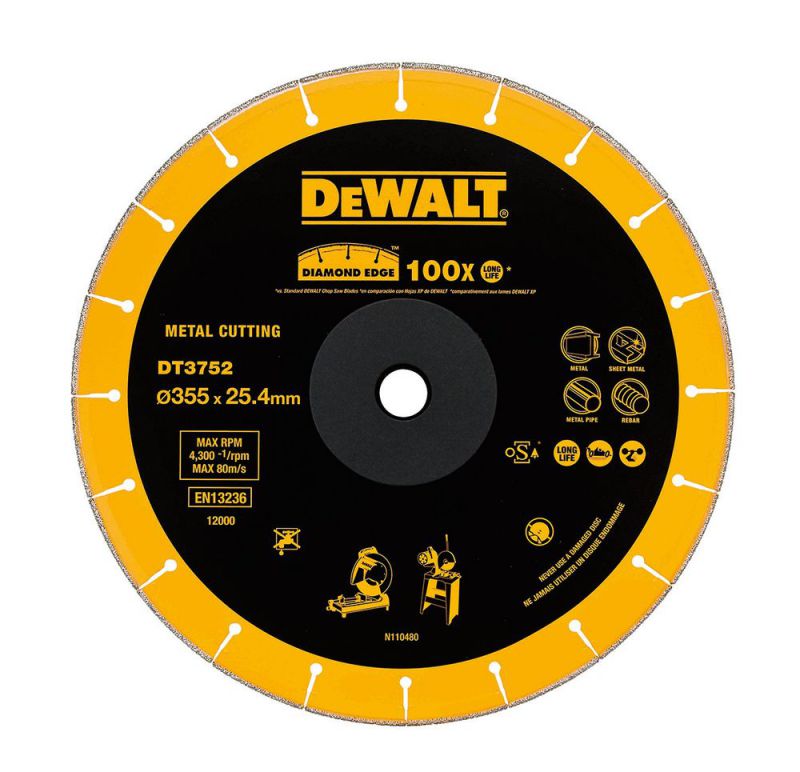 DeWalt Diamanttrennscheibe Metall 355x25,4mm - DT3752-QZ