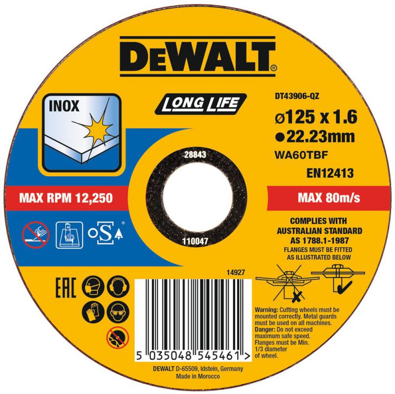 DeWalt High Performance Edelstahl-Trennscheibe - flach - DT43906-QZ