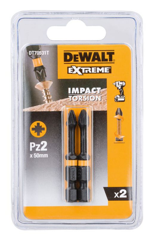 DeWalt Torsion Bit schlagf. Pz2 50mm 2Stk - DT70531T-QZ