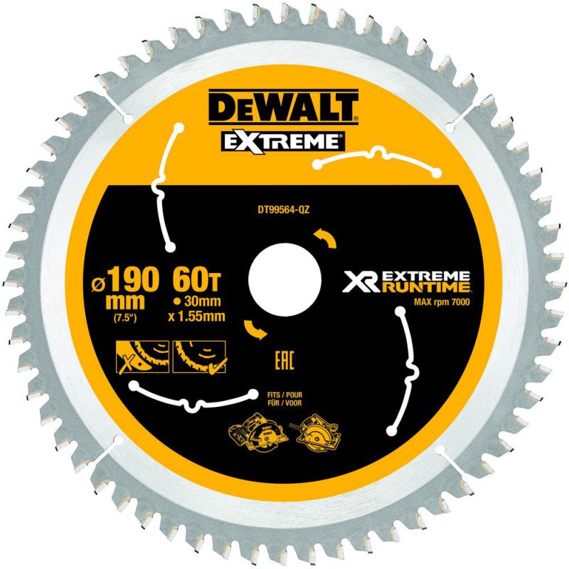 DeWalt XR Extreme Runtime Kreissaegeblatt Handkr. 190/30mm 60WZ/FZ - DT99564-QZ