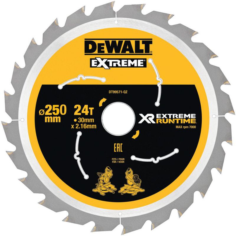 DeWalt XR Extreme Runtime Kreissaegeblatt stat. 250/30mm 24WZ/FZ - DT99571-QZ