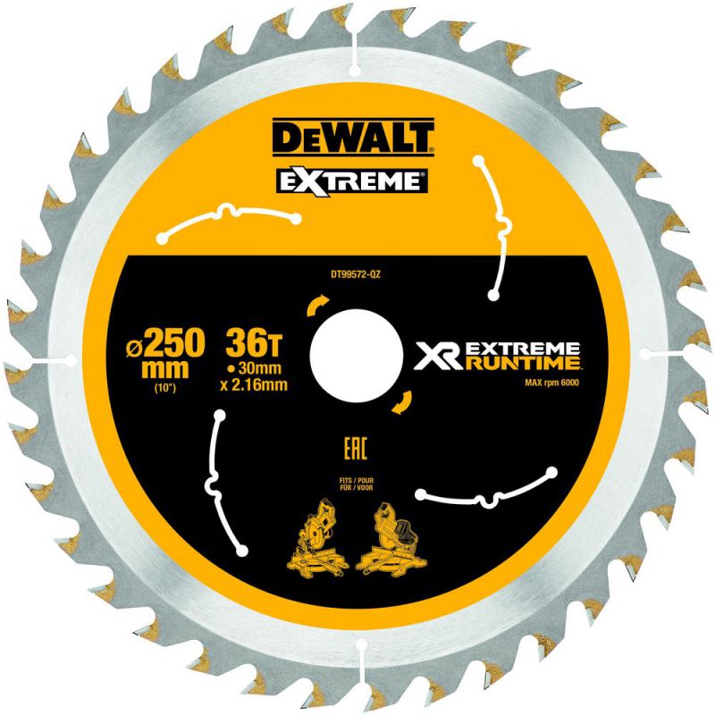 DeWalt XR Extreme Runtime Kreissaegeblatt stat. 250/30mm 36WZ/FZ - DT99572-QZ