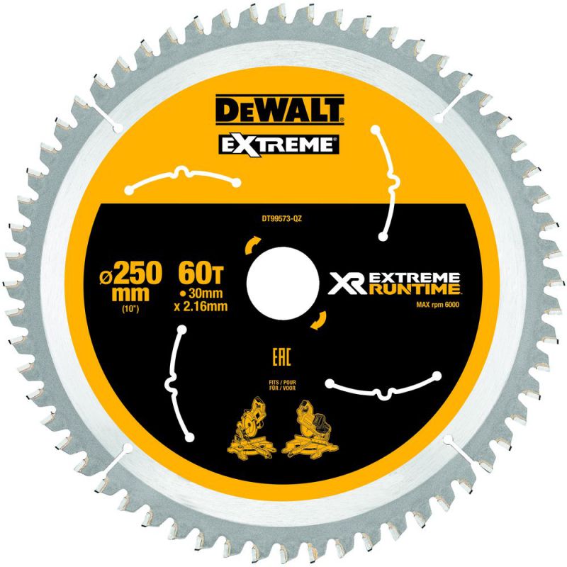 DeWalt XR Extreme Runtime Kreissaegeblatt stat. 250/30mm 60WZ/FZ - DT99573-QZ