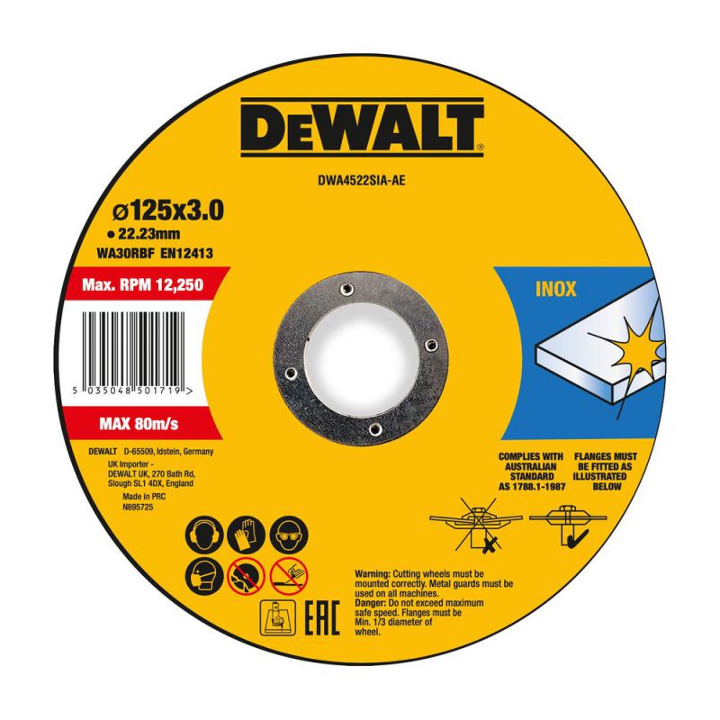 DeWalt High Performance Trennscheibe 125x3x22,23 mm Inox Typ 42 (gekröpft) - DWA4522SIA-AE