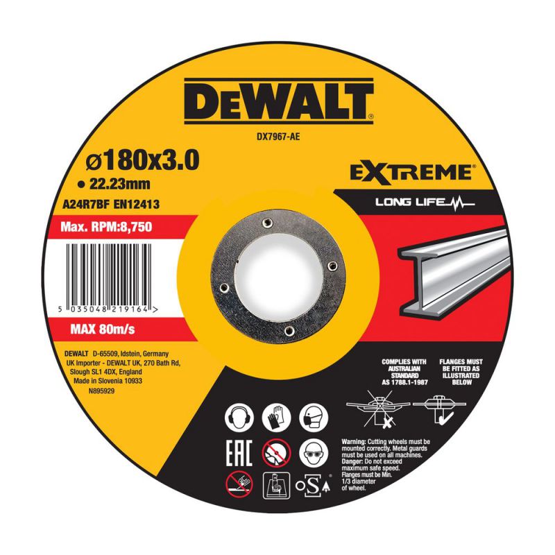 DeWalt EXTREME Trennscheibe 180x3x22,23 mm Metall Typ 42 (gekröpft) - DX7967-AE