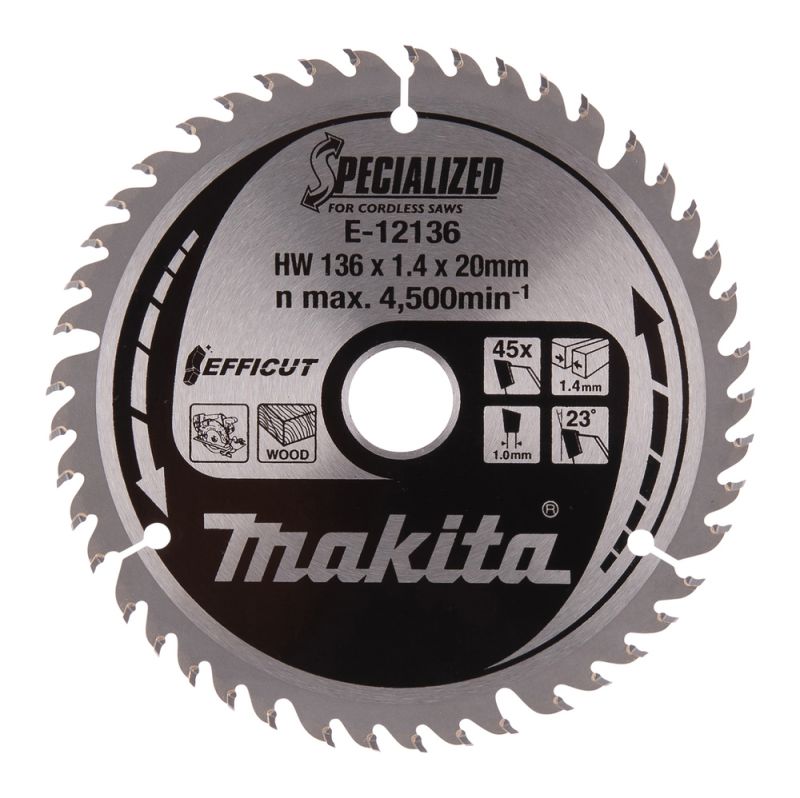 MAKITA Sägeblatt 136x1,4x20, 45Z EFFICUT (E-12136)