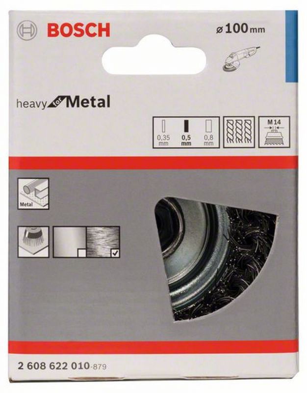 Bosch Topfbürste, Stahl, gezopfter Draht, 100 mm, 0,5 mm, 8500 U 