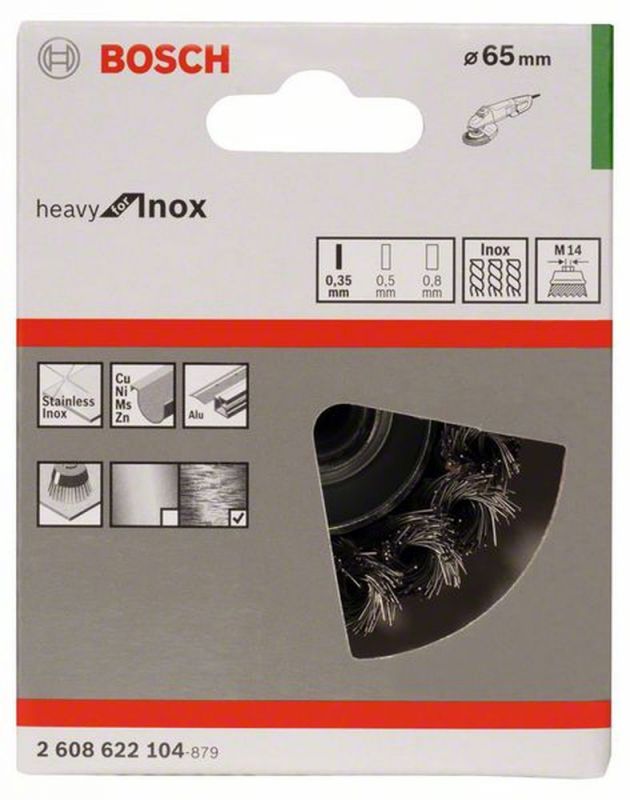 Bosch Topfbürste, Edelstahl, gezopfter Draht, 65 mm, 0,35 mm 