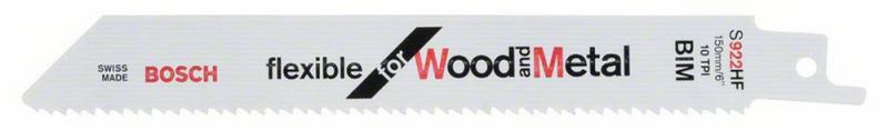 Bosch Säbelsägeblatt S 922 HF, Flexible for Wood and Metal, 100er-Pack, 150 mm 2608656320